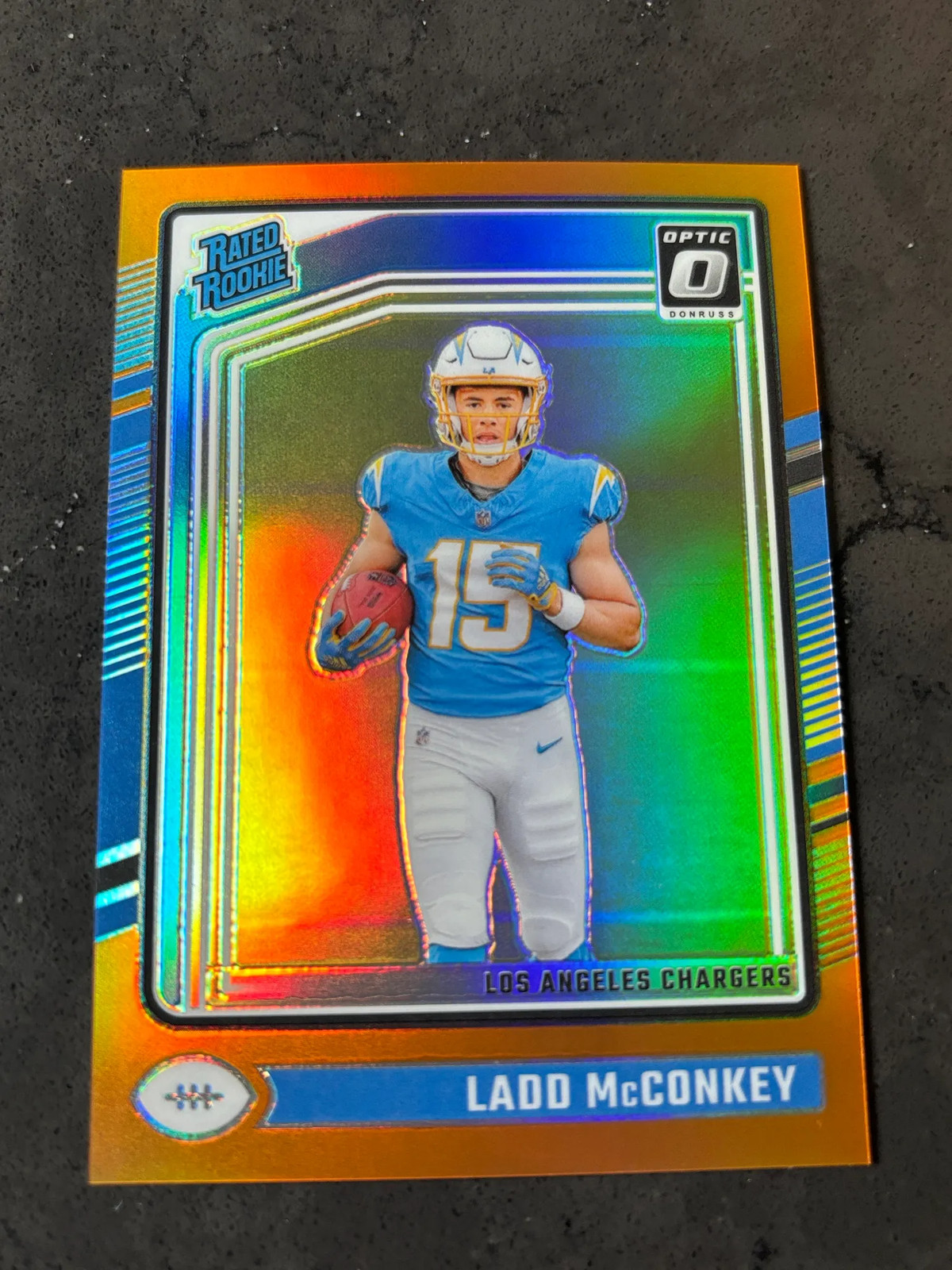 2024 Panini Donruss Optic Rated Rookie Ladd McConkey #266 Orange Prizm 024/249