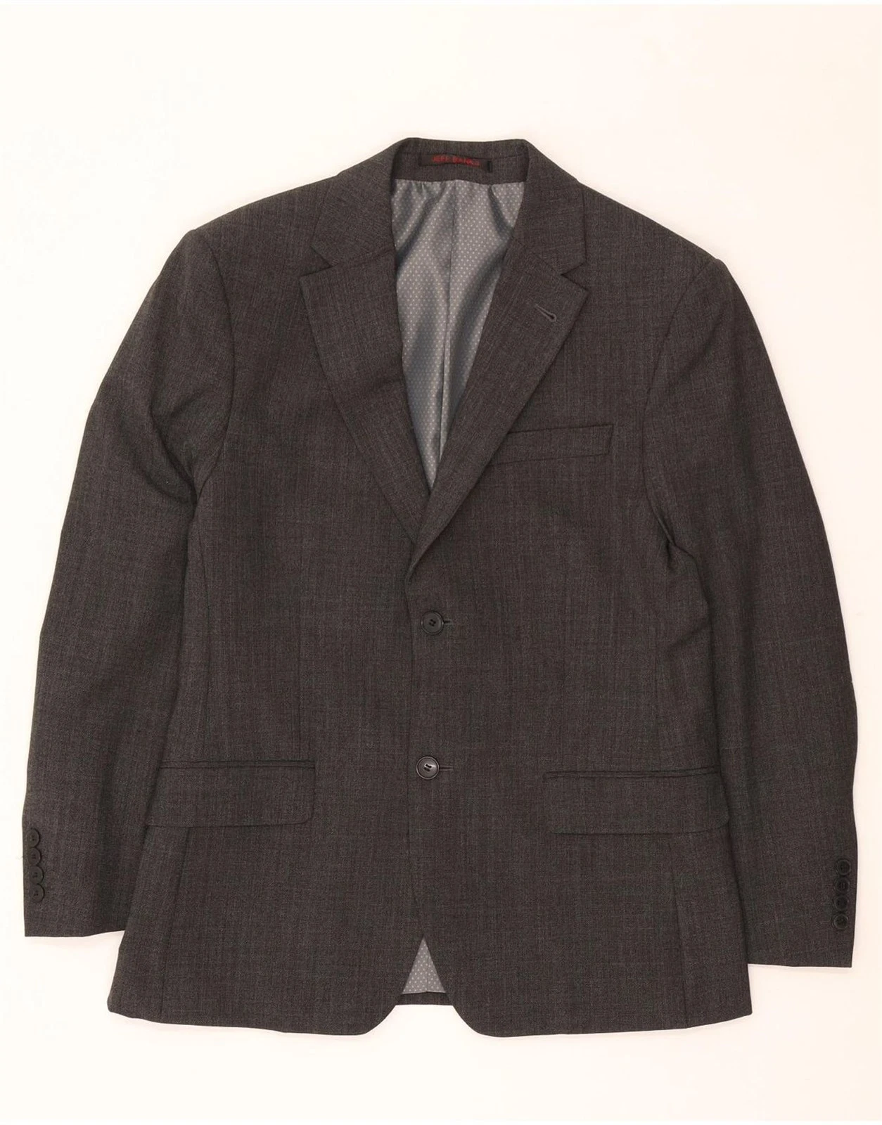 Jeff Banks Mens 2 Button Blazer Jacket EU 50 Large Grey Polyester CI01