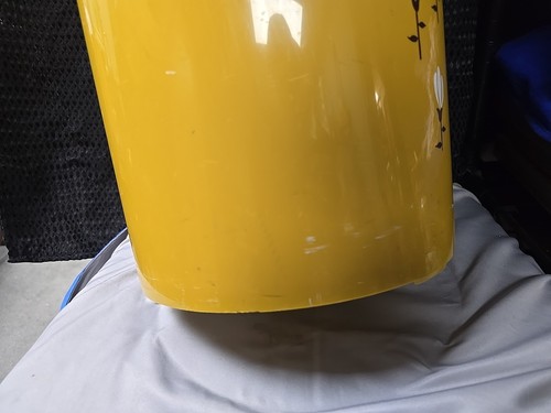 Vtg. MCM 60's Plastic Laundry Clothes Hamper Lid Butterfly Round Retro Yellow - Picture 9 of 12