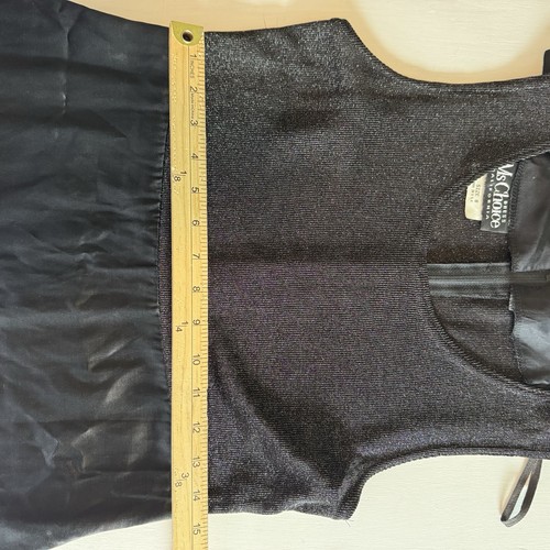 Vintage MS Choice California Mini Dress Size 8 USA Cocktail Black Satin Sparkle - Picture 11 of 12