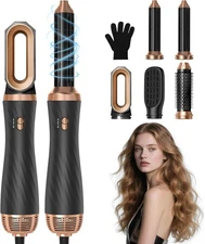 5in1 Hair Dryer Brush, Ionic Auto Wrap Curler & Straightener, 3 Heat Setting