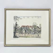 Heger Tor Osnabrück Germany Colored Etching Signed Framed Artwork