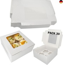 30 Stk Cupcake Box 4 Loch, Muffin Transportbox, Kuchenbox Mit Sichtfenster,