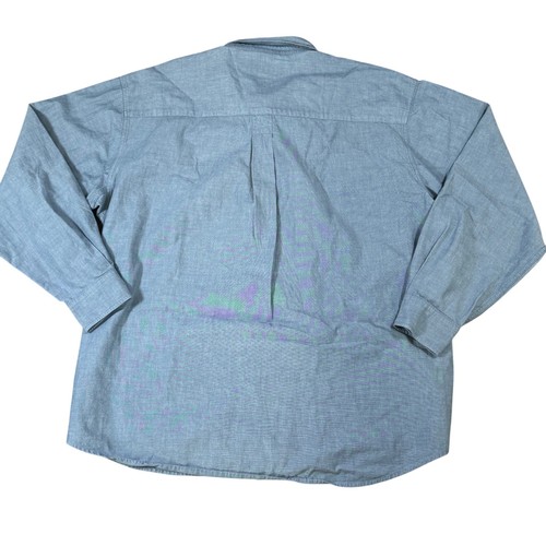 Rocky Mens XL Long Sleeve Button Down Shirt Work Utility Pockets Blue Chambray - Picture 3 of 7