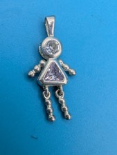 925 Sterling Silver Girl Child Pink Gemstone Birthstone Mother Grandma Pendant