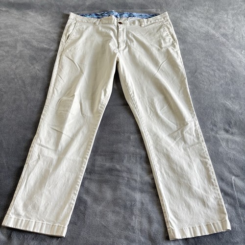 Tommy Bahama Chino Pants Mens 40x30 Cream Cotton Blend Stretch Straight Fit