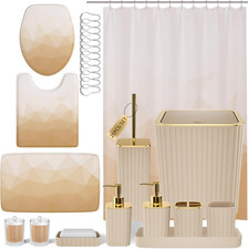 Bathroom Set - Bathroom Sets with Shower Curtain and Rugs, Beige