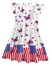 Toddler Girl Dress for Kids Summer Beach Ruffle Tie 5-6 Years A1-american 03