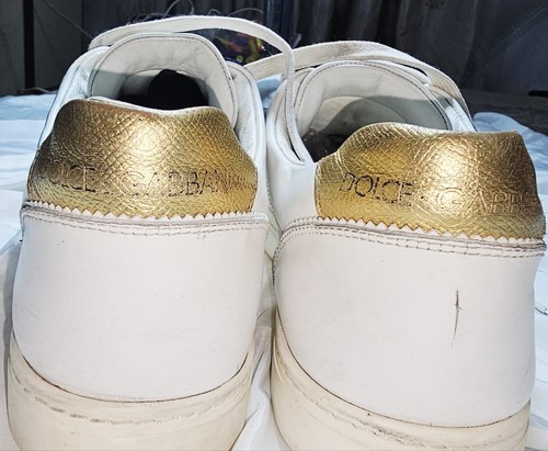 Dolce & Gabbana Hombre Blanco Corazón Embellecedor Cuero Tenis Talla US10 UK9 EU43 - Imagen 5 de 7