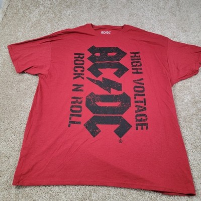 ACDC T Shirt 2XL Red High Voltage Rock N Roll Graphic Print Menswear