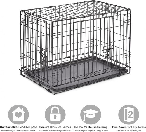 Newly Enhanced Double Door Dog Crate, Includes Leak-Proof Pan, Floor Protecting - Picture 3 of 11
