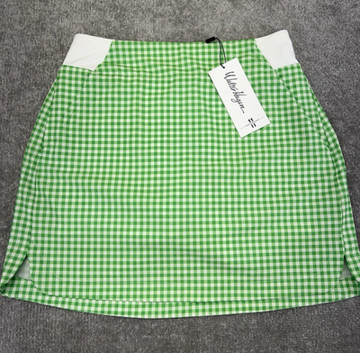 WALTER HAGAN Women's XS Skort Performance 11 Golf 16  Green Gingham Skirt NWT