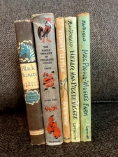 Vintage lot of 5 CHILDRENS BOOKS Shelf Decor, Staging Nursery Playroom