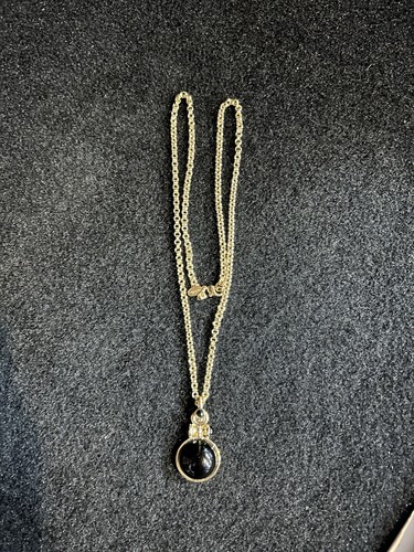Vintage Park Lane Gold Tone 24" Necklace With Faux Black Onyx Pendent J114 - Picture 9 of 9