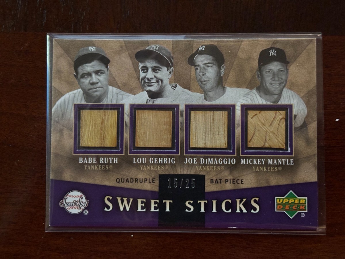 2004 UD Sweet Sticks Quad Bat Card-Ruth,Gehrig,DiMaggio,Mantle