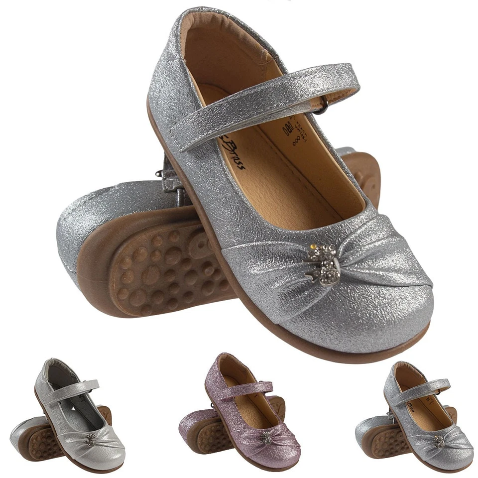 US BRASS GIRLS SHOES WEDDING PARTY FANCY BRIDESMAIDS CHRISTENING BUCKLE SCHOOL INFANT NEW