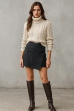 Isabel Marant Etoile Wool Blend Wrap Mini Skirt Womens US 6 Gray Career