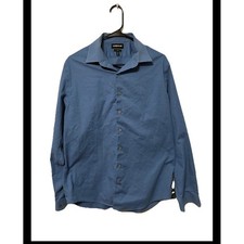 Express MX Slim Fit Mens Blue Long Sleeve Button Down Dress Shirt Large L