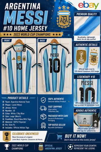 Argentina Messi World Cup 2026 Home Soccer Football Jersey