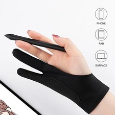 BLACK Two Finger Anti-fouling Glove For Artist Drawing/Pen Graphic Tablet Pad UK