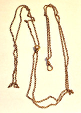 Antique Slide Necklace Watch Fob Chain Gold Filled Opal Aa Co. 46 Inch
