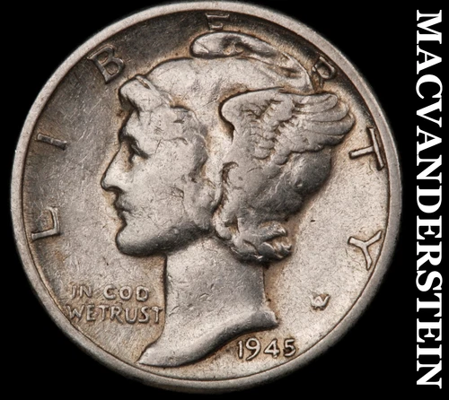 1945-D Mercury Dime- Silver- Scarce Better Date No Reserve #J3954