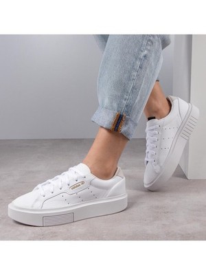 Woman s Adidas Sleek Super Sneakers in White Size 7.5