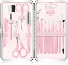 Eyebrow Kit, 17 in 1 Tweezers for Women Facial Hair, Hair Scissors with Comb, Ey
