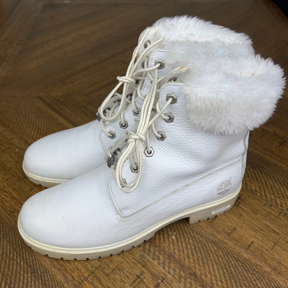 Timberland Botas Mujer 9.5 Blancanieves Cuero Brillante Clásico 6" Invierno Exterior Foto 2 de 4