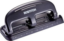 Office EZ Squeeze 20 Sheet Standard 3 Hole Punch, Metal Construction, Silver/Bla