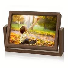 4x6 Picture Frame Rotating Photo Frame, Wooden Horizontal Double-sided Frame