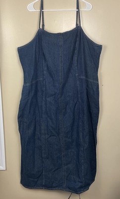 Venezia Women's Blue Denim Double Slit Adjustable Straps w/Zip Dress Size 26/28