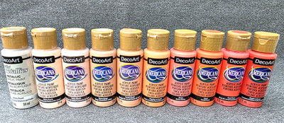 DecoArt Americana 10er SET  ''Koralle & Lachs'' Töne Acrylfarbe 10 x 59ml