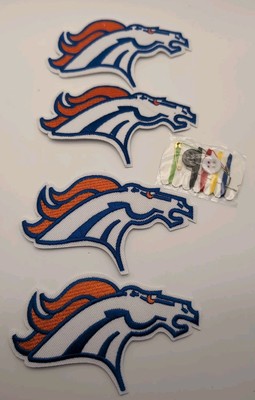 Denver Broncos Iron On Patch  4 Pack With Thread And Needles If Needed