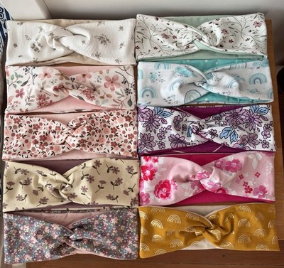 Handmade Stirnband Haarband Mädchen Knotenstirnband Blumen Regenbogen  Mütze
