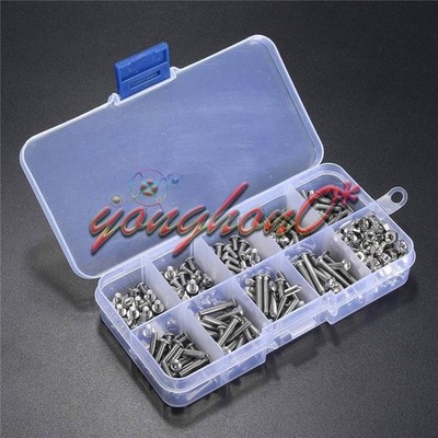 340pcs M3 A2 Stainless Steel   Screw Nuts Bolt nut Socket Assortment Set *hh