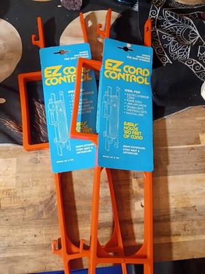Vintage EZ Cord Control E-100 Extension Cord Holder Wrap Caddy Orange Lot of 2