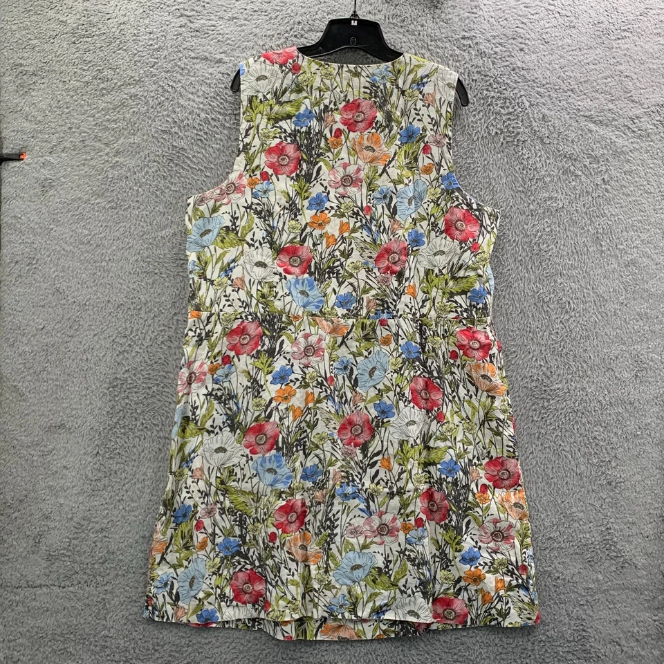 J Jill Dress Womens XL Midi Love Linen Sleeveless Floral Pink White - Image 2 of 4