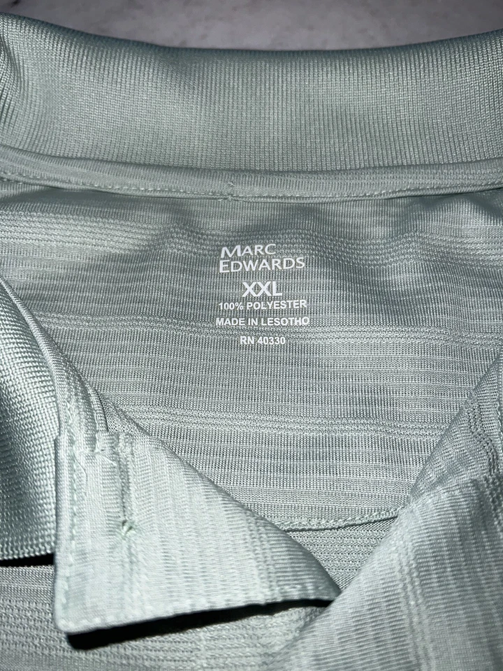 Рубашка мужская Marc Edwards размер XL как новая зеленая поло для гольфа повседневная в полоску из полиэстера текстурированная - Изображение 3 из 4