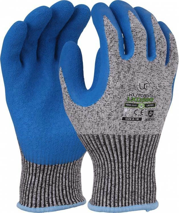 10 x UCI Kutlass LXD500 Cut Resistant D Latex Palm Coated Safety Gloves 3X42D