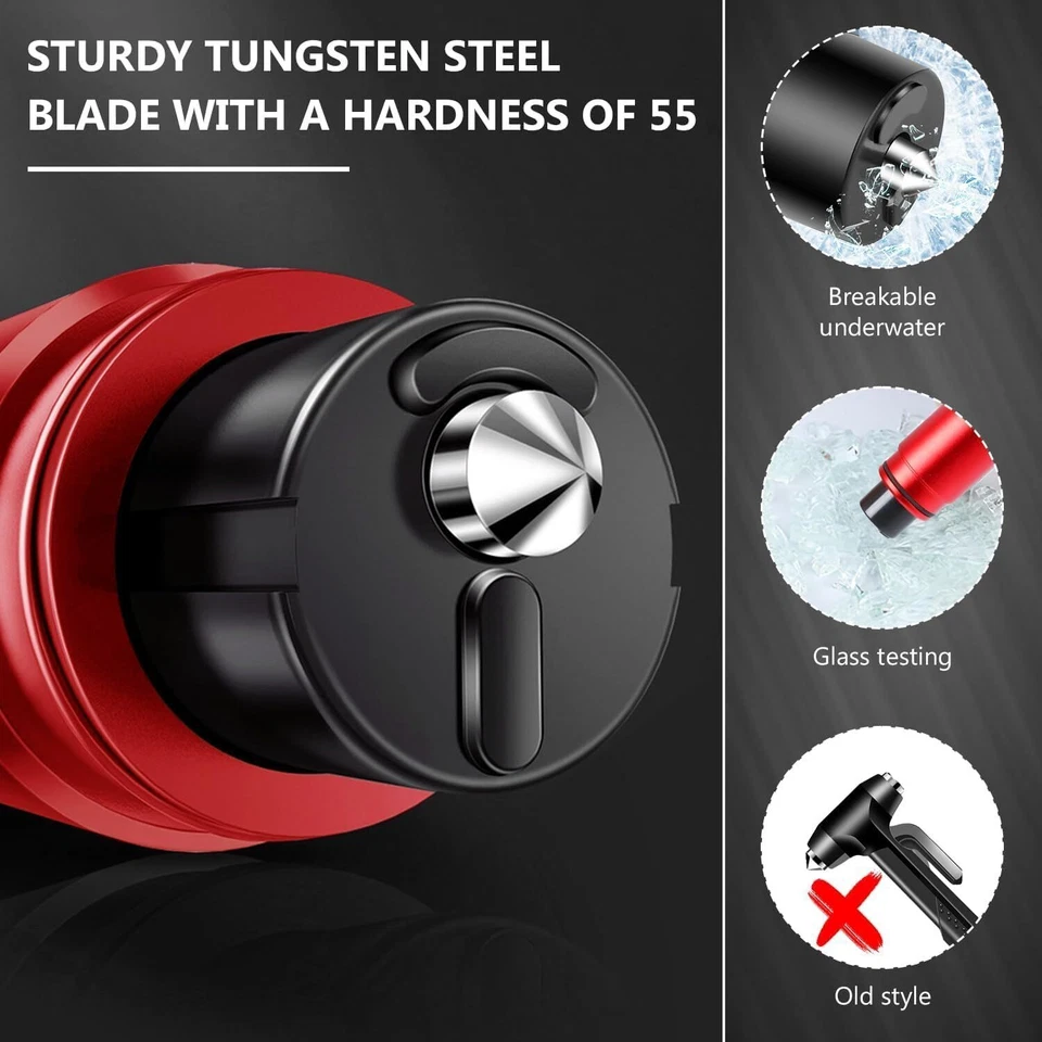 4x Martillo de seguridad para automóvil Cortador de cinturón de seguridad Ventana Rompedor de vidrio 2 en 1 Herramienta de emergencia Foto 3 de 4