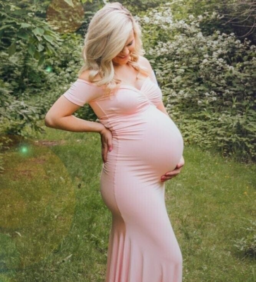 Maternity Baby Shower dress Off Shoulders short Sleeves high low Hem pink | eBay Maternity Baby Shower dress Off Shoulders short Sleeves high low Hem pink | eBay
