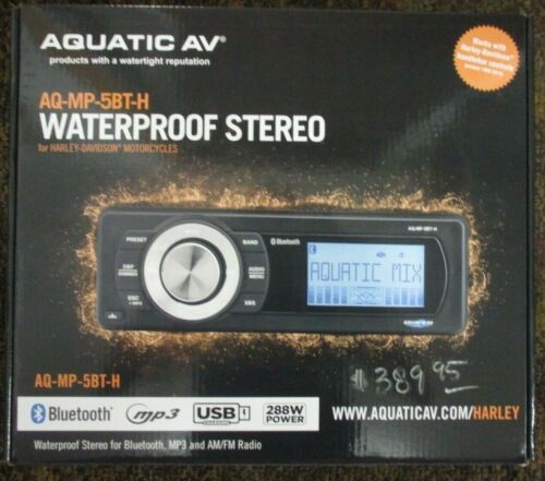 AQUATIC AV AQ-MP-5BT-H (MP5) 96-13 HARLEY TOURING WATERPROOF STEREO BLUETOOTH - Photo 1/2