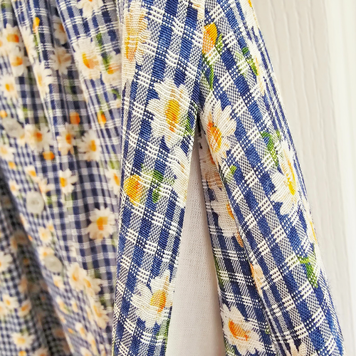 Vintage Blue Ditsy Print Midi Dress UK 10 M&G German Dirndl Gingham Oktoberfest - Picture 14 of 17