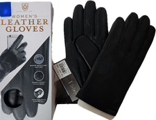 WOMENS FOWNES BROTHERS LEATHER GLOVES TOUCHSCREEN COMPATIBLE, Small, Black, NIB