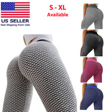 Women Tik Tok Yoga Pants Anti-Cellulite Push Up Ruched High Waist Leggings Gym
