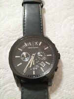 Armani Exchange AX2098 Mens Black Leather Analog Dial Quartz Genuine Watch MP540
