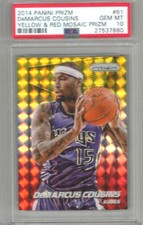 2014 Panini Prizm DeMARCUS Cousins Yellow & Red Mosaic Prizm PSA 10