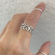 Sterling Silver Eternity Heart Ring, Love Silver Rings, Silver Band