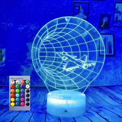 Kids Desk Decor Lamp Plane Animal Pattern 3D Remote Control 16 Color Night Light